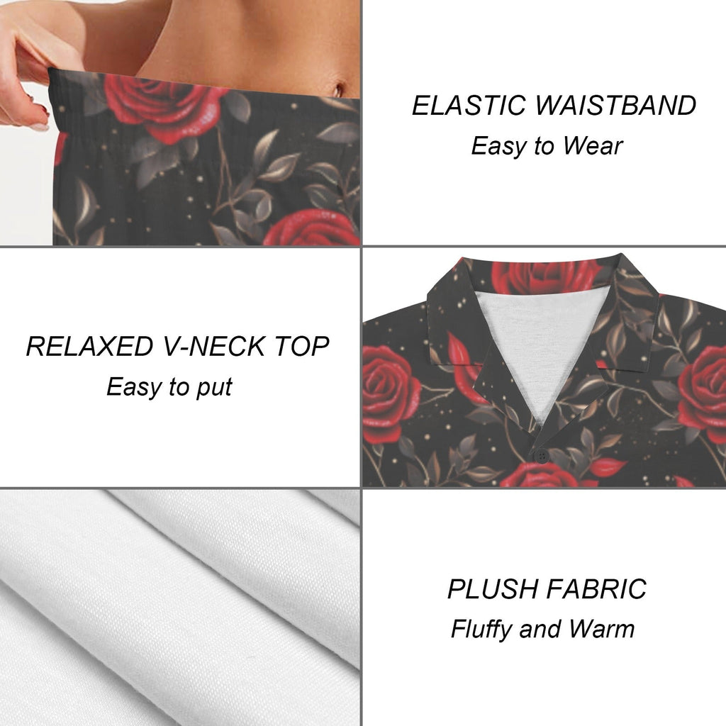 Baha Ranch Red Rose Women's Pajama Set Made in America Baha Ranch Western Wear
