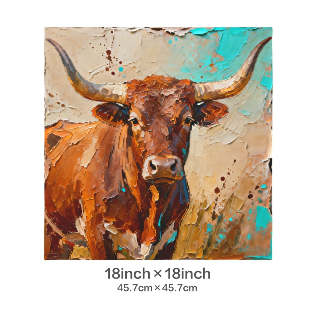 Baha Ranch Painted Bull Velvety Soft Pillow Cover Made in America Baha Ranch Western Wear