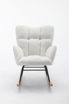 050-Teddy Fabric Rocking Gilder Nursery Chair For Living Room Indoor,Ivory