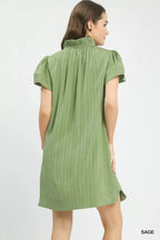 Umgee Flutter Sleeve V-Neck Shift Dress