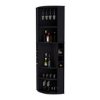 FM FURNITURE Clifton Corner Bar Cabinet, with 5 shelves,Cup Hanger and Eight Built-in Wine Rack, Black
