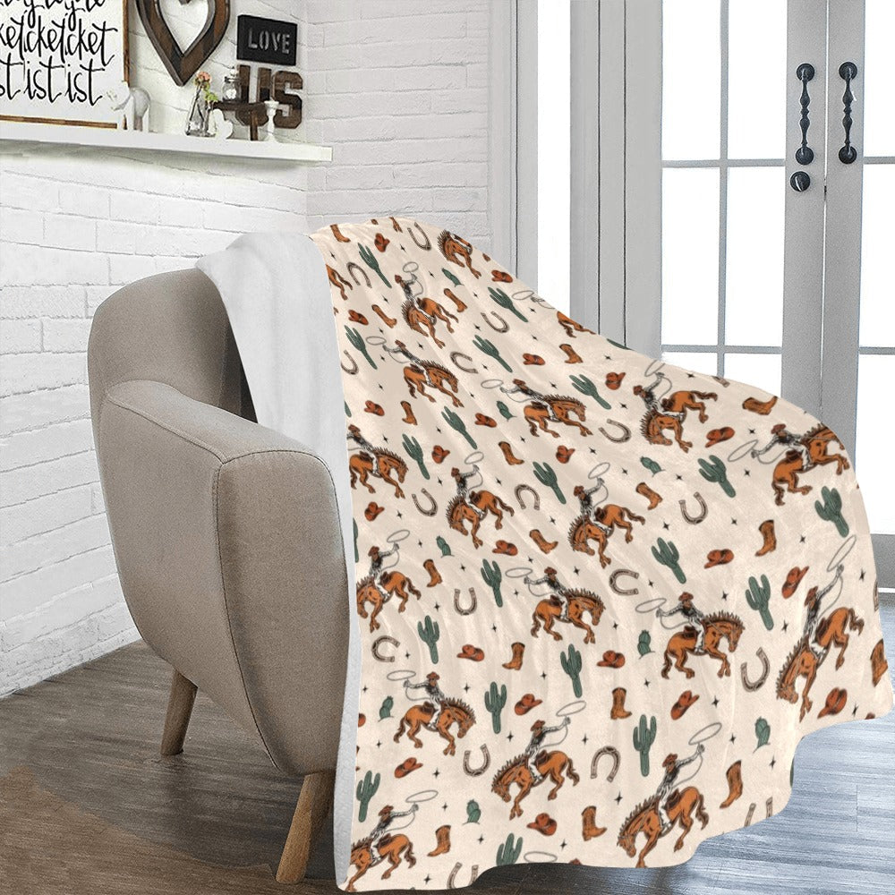 Rodeo Cowboy Throw Blanket Ultra-Soft Micro Fleece Blanket 60" x 80" Made in America Baha Ranch Western Wear