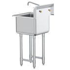 Stainless Steel Prep & Utility Sink, 1 Compartment Free Standing Small Sink Include Faucet & legs, 18'x41' Commercial Single Bowl Sinks for Garage, Restaurant, Kitchen, Laundry