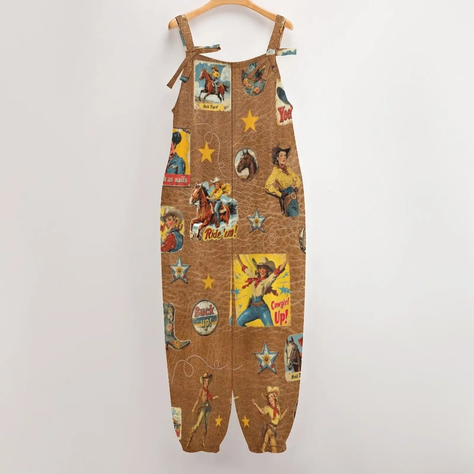 Baha Ranch Vintage Cowgirl Collage Overalls Jumpsuit Baha Ranch Western Wear