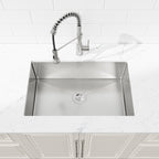 Stainless Steel Kitchen Sink, 30″x19″ Drop In Single Bowl, Undermount Handmade Sink in Brushed Nickel, with US Standard Drain and Hook, LS-SSBR05