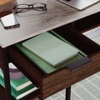 L-Shaped Desk, Brown finish