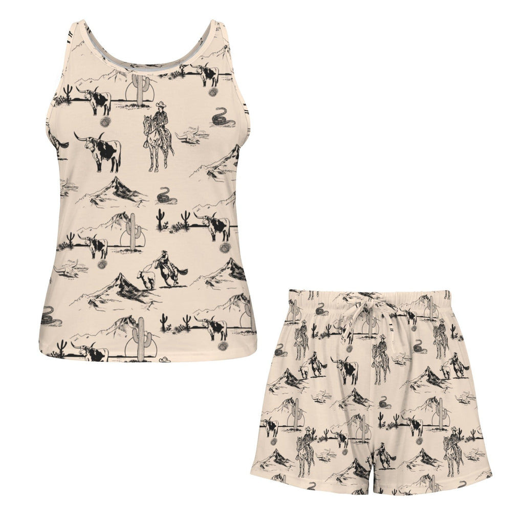 Baha Ranch Ranch Life Tan Pajama Lounge Tank Shorts Set Made in America Baha Ranch Western Wear