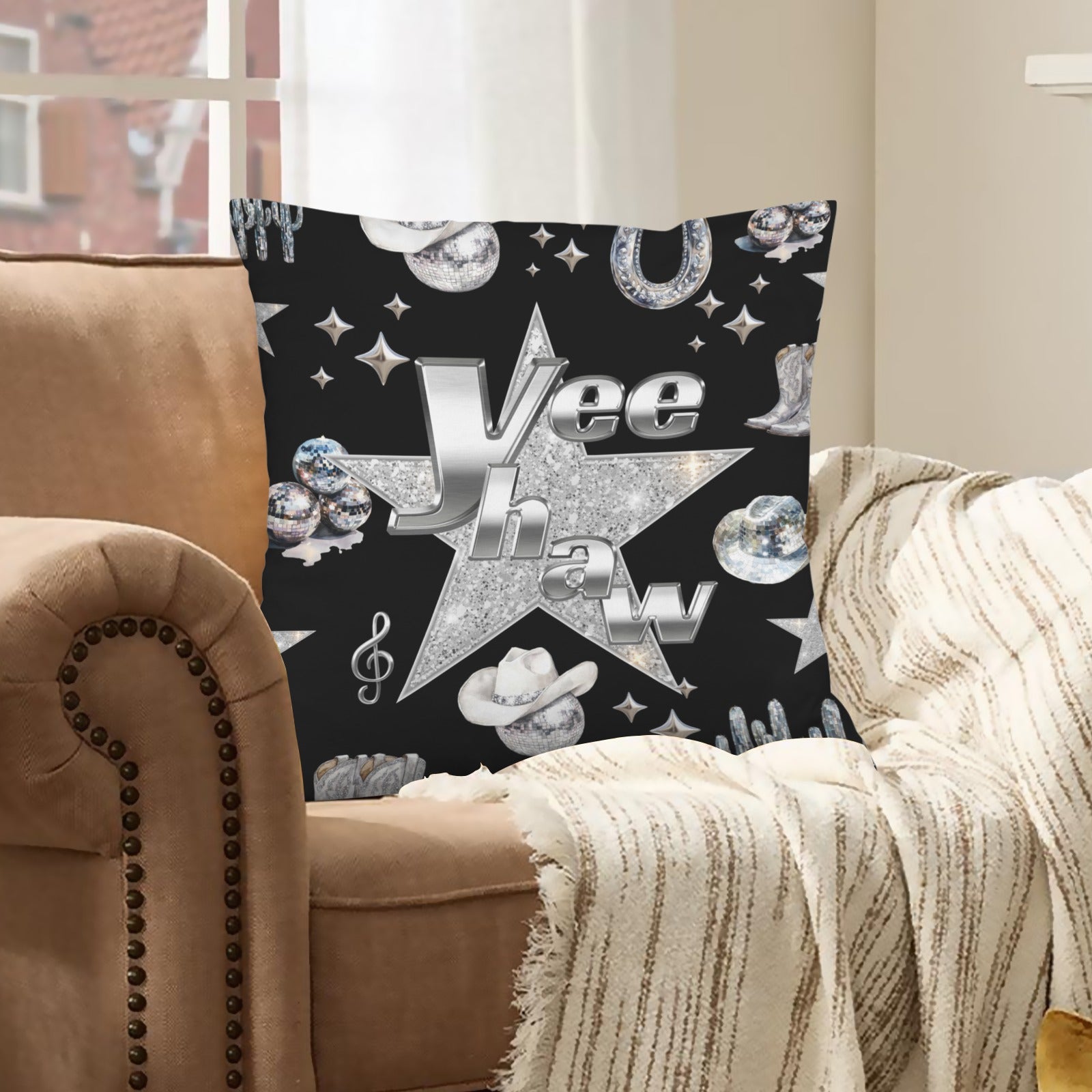 Baha Ranch YEEHAW Velvety Soft Pillow Cover Made in America Baha Ranch Western Wear
