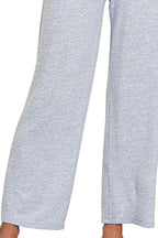 Zenana Soft Melange Hacci Elastic Waistband Lounge Pants