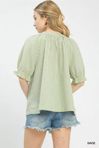 Umgee Stripe V-Neck Blouse
