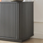 Modern 64-Inch Wavy TV Cabinet with LED Lights, Black, Particleboard and MDF, 64''W x 15''D x 24''H