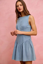 SO ME Fit And Flare Sleeveless Denim Mini Dress