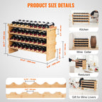 36 Bottle Stackable Modular Wine Rack Bamboo Wood Display Shelf 4-Tier