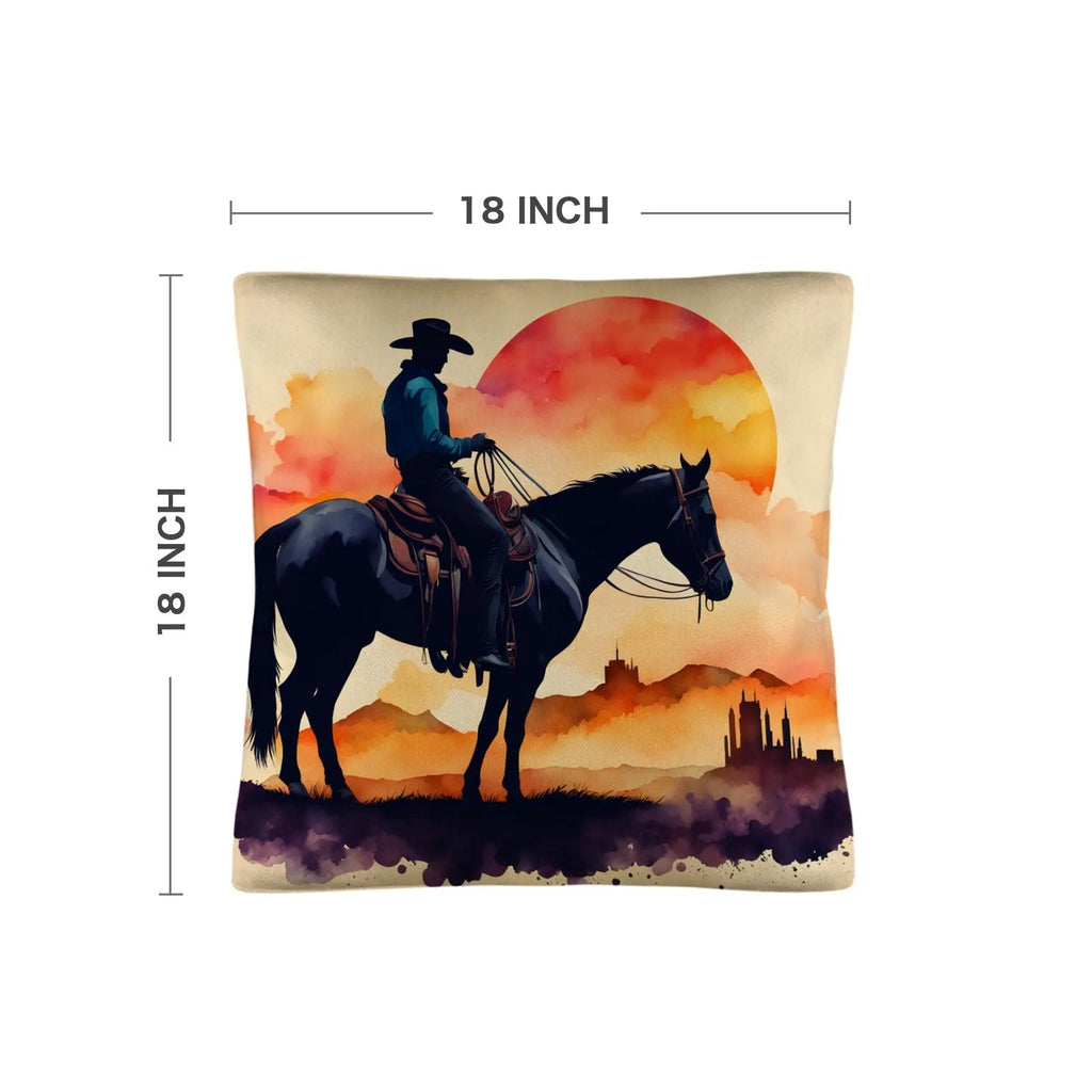 Watercolor Desert Cowboy Throw Pillow Case Made in America Baha Ranch Western Wear
