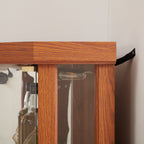 Corner Lighted Curio Cabinet Corner Glass Cabinet Lighted Curio Cabinet Corner Display Case for Living Room, Curio Cabinet, Antique collection, Wine,Bar Glass Storage Light Included,Dark oak