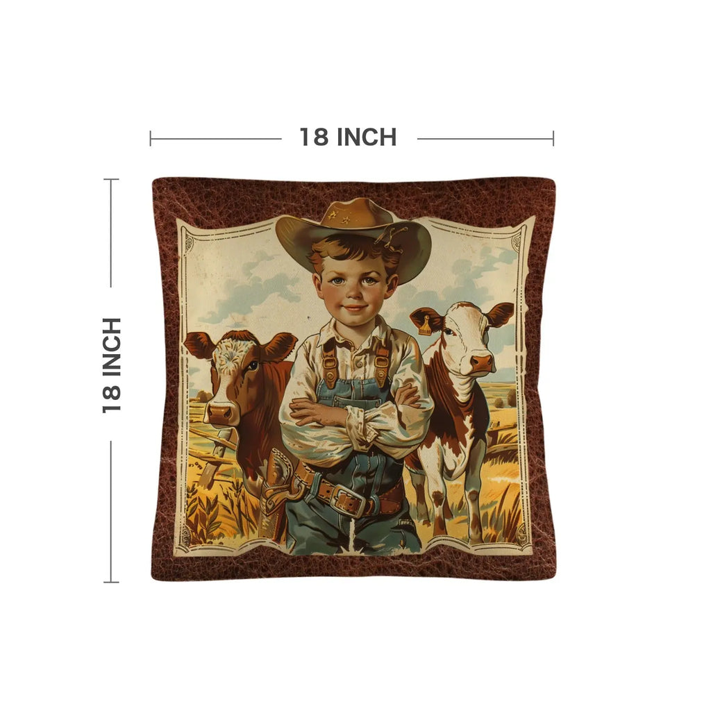 Vintage Cowboy Pillow Case Made in America Baha Ranch Western Wear