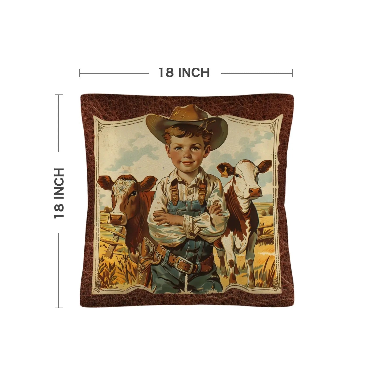 Vintage Cowboy Pillow Case Made in America Baha Ranch Western Wear