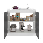 Salento Freestanding Sink, Double Door Cabinet, White / Smokey Oak