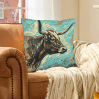 Baha Ranch Painted Longhorn Velvety Soft Pillow Case Made in America Baha Ranch Western Wear