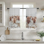 Highland Cow Curtains Window Curtain 28"x40" (2-Piece) Made in America Baha Ranch Western Wear