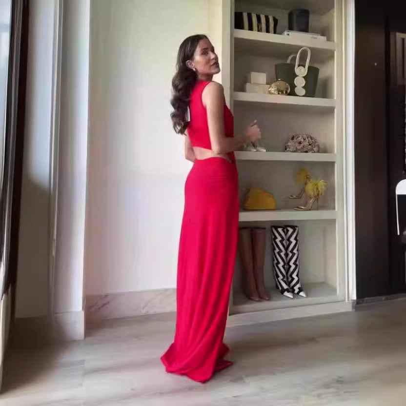 New sexy long Low-cut V-neck High Slit dress for women
