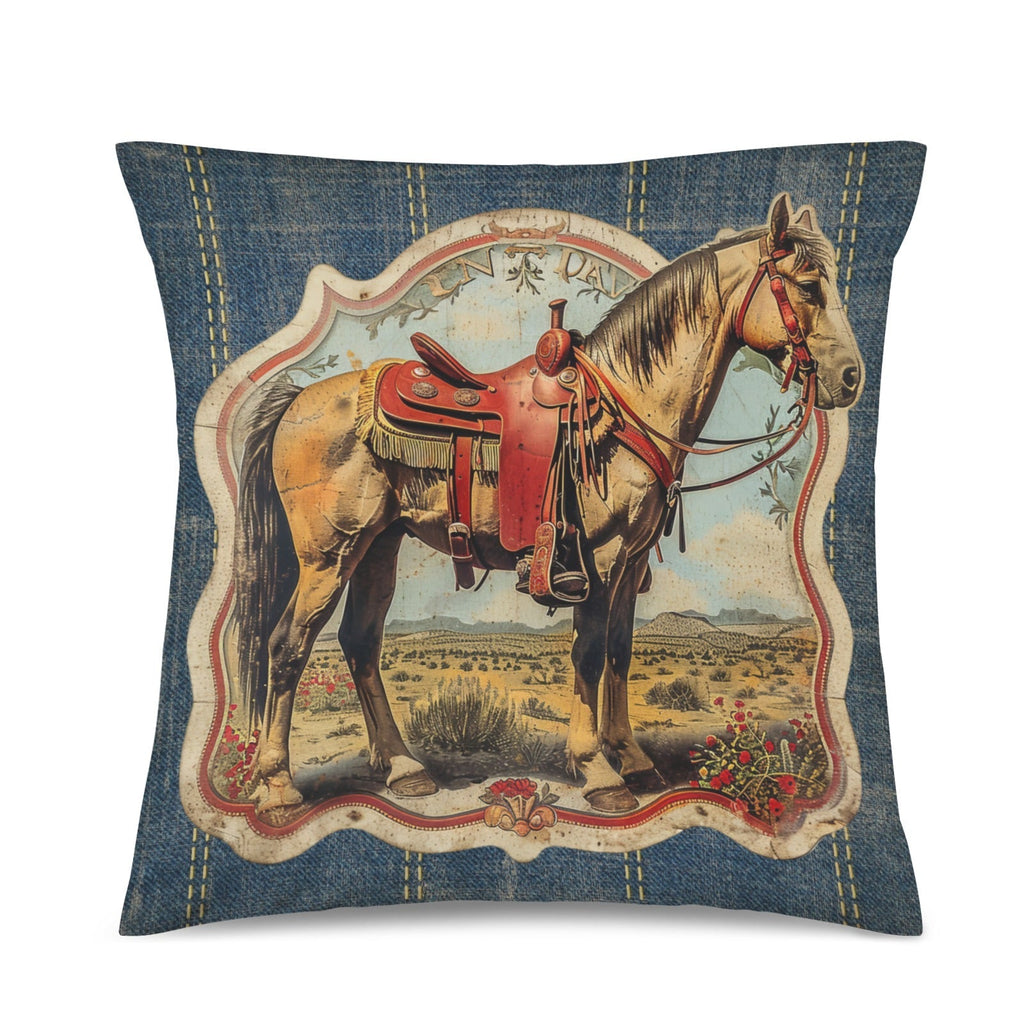 Baha Ranch Vintage Horse Velvety Soft Pillow Case Made in America Baha Ranch Western Wear