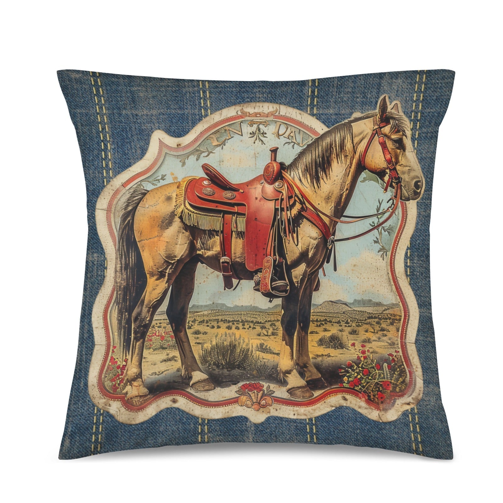 Baha Ranch Vintage Horse Velvety Soft Pillow Case Made in America Baha Ranch Western Wear