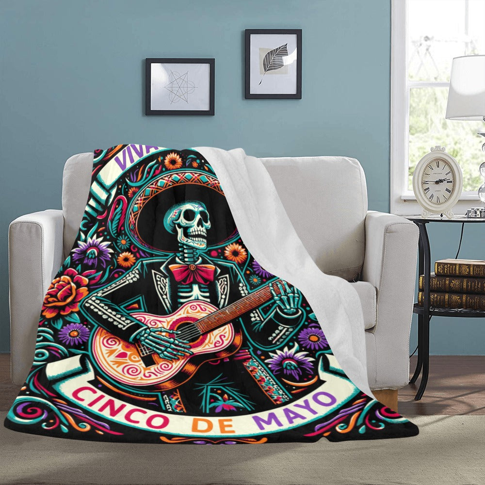 Cinco De Mayo Dia de los Muertes Throw Blanket Ultra-Soft Micro Fleece Blanket 60" x 80" Made in America Baha Ranch Western Wear
