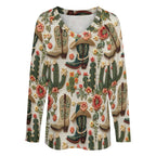 Baha Ranch Western Cactus Print Long Sleeve Top Baha Ranch Western Wear