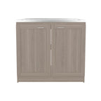 Zurich 39' Wide Utility Sink, Base Cabinet Two-Door Cabinet With Two Shelves, Stainless Steel Sink, Laundry Room, Garage Sink, Light Gray
