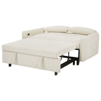 Modern Convertible Pull-out Sofa Bed with USB Ports and Pillows, Beige Corduroy, 57.48 inches