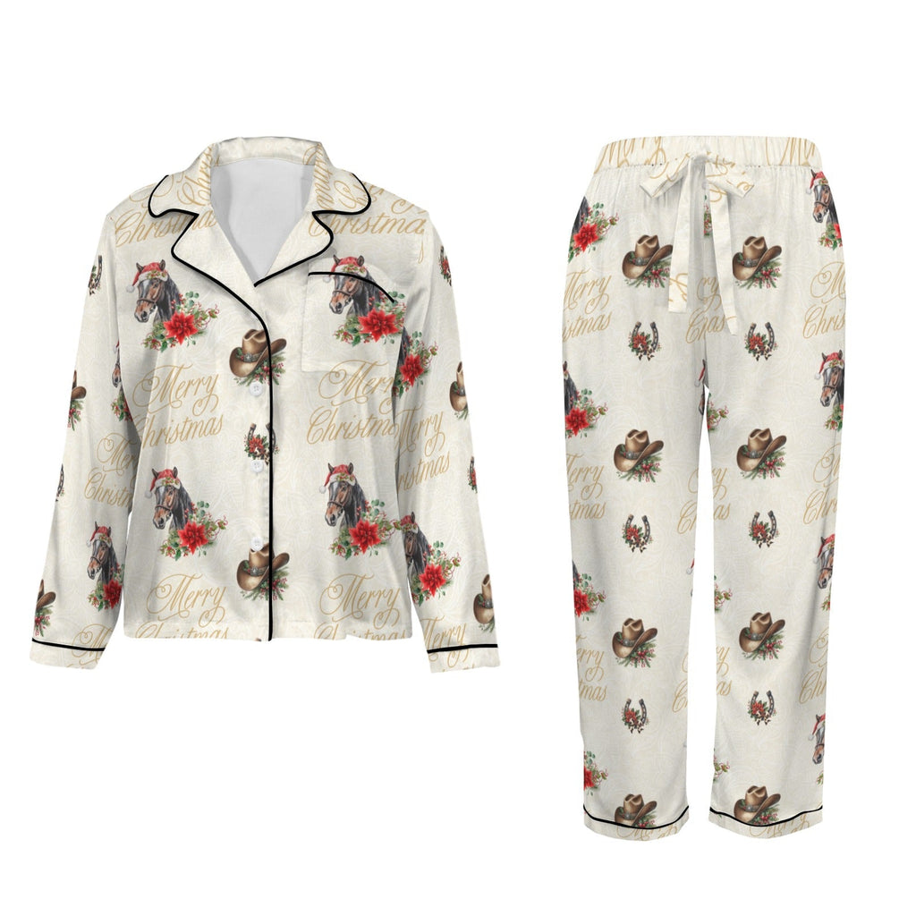 Baha Ranch Christmas Horses Satin Western Pajamas Baha Ranch Western Wear