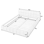 Modern Queen Size Platform Bed Frame with Thick Chenille Fabric in Dark Grey, Upholstered with Headboard