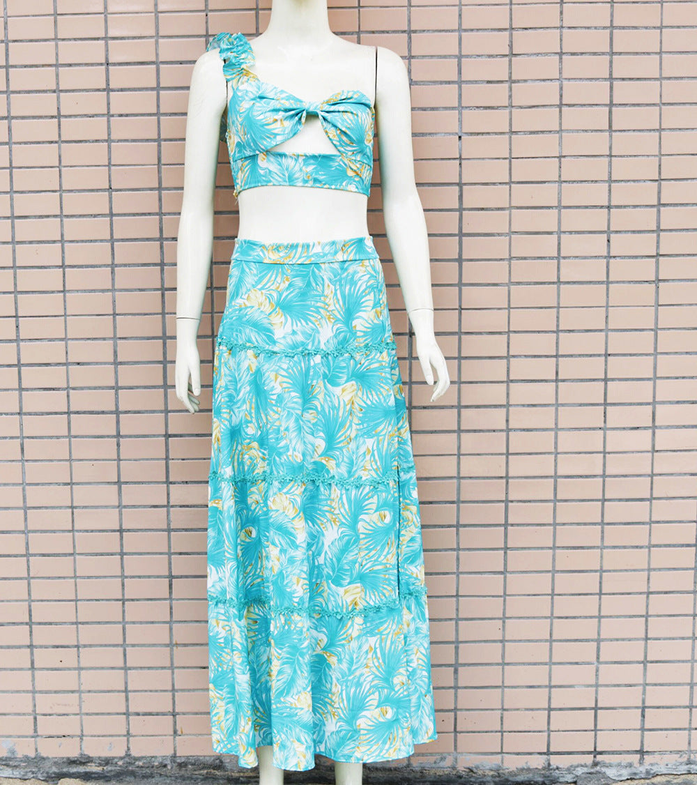 One-shoulder Back Fashionable Two-piece Sexy Dress