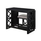 Desks and Stool Set 3pc Black Finish Rolling Desk with Casters, 2 Charging ports Home Office Furniture