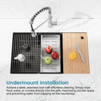 Kitchen Sink 33'x19' Multifunctional undermount Flying Rain Waterfall S304 Stainless Steel Handmade Modern Single Bowl Kitchen Sink Black