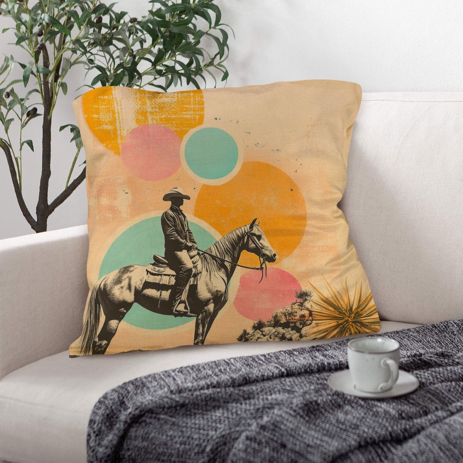 Baha Ranch Retro Pop Western Lost Cowboy Pillow Case Made in America Baha Ranch Western Wear