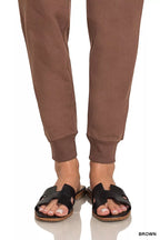 Zenana Drawstring Cotton Joggers with Pockets