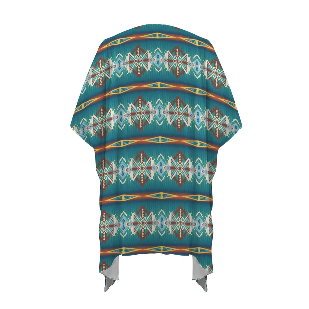 Baha Ranch Teal Aztec Duster Kimono Coverup Baha Ranch Western Wear