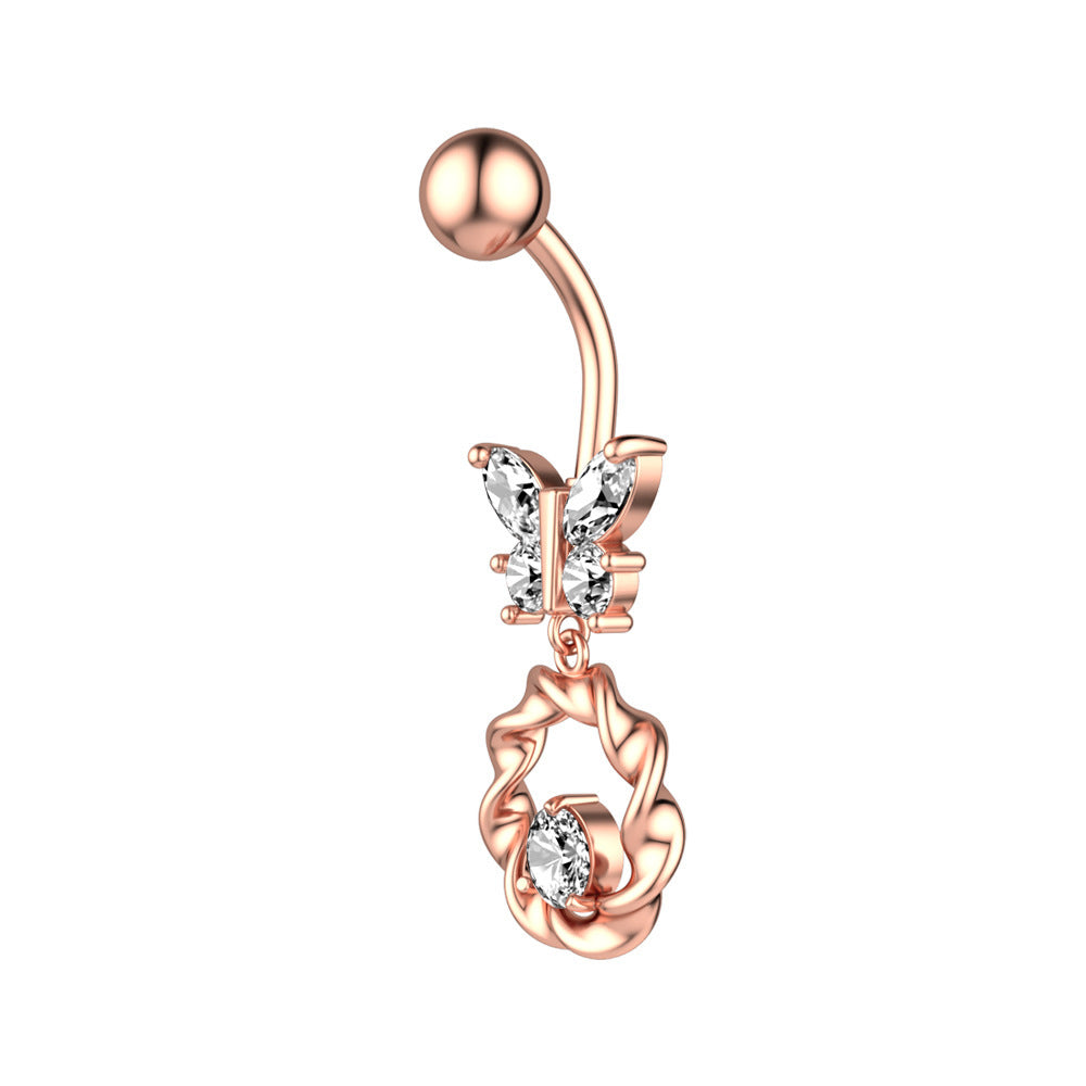 New Butterfly Zircon Belly Button Ring Belly Button Piercing Jewelry