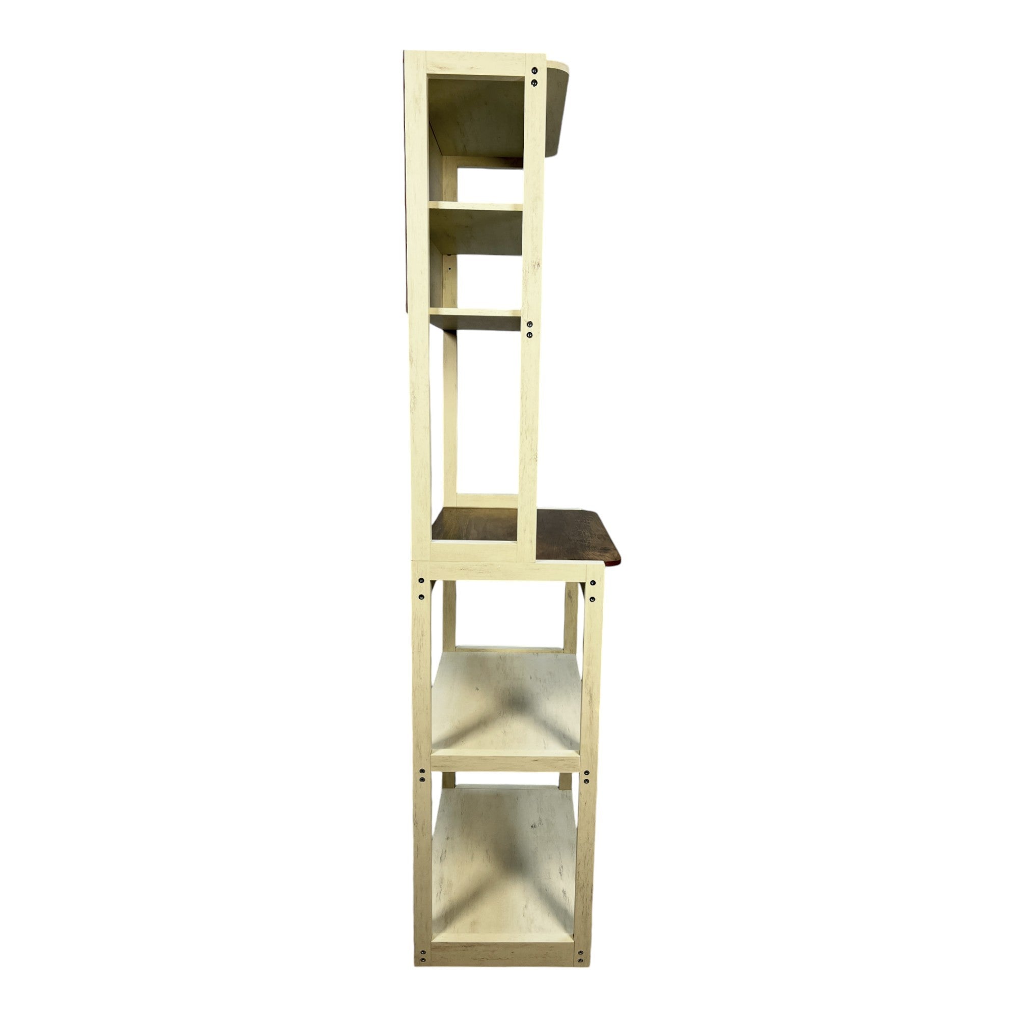 23.62' White and Rustic Brown color 5-Tier Bakers Rack for Kitchen with Storage, Coffee Bar, Kitchen Shelves, Microwave Stand