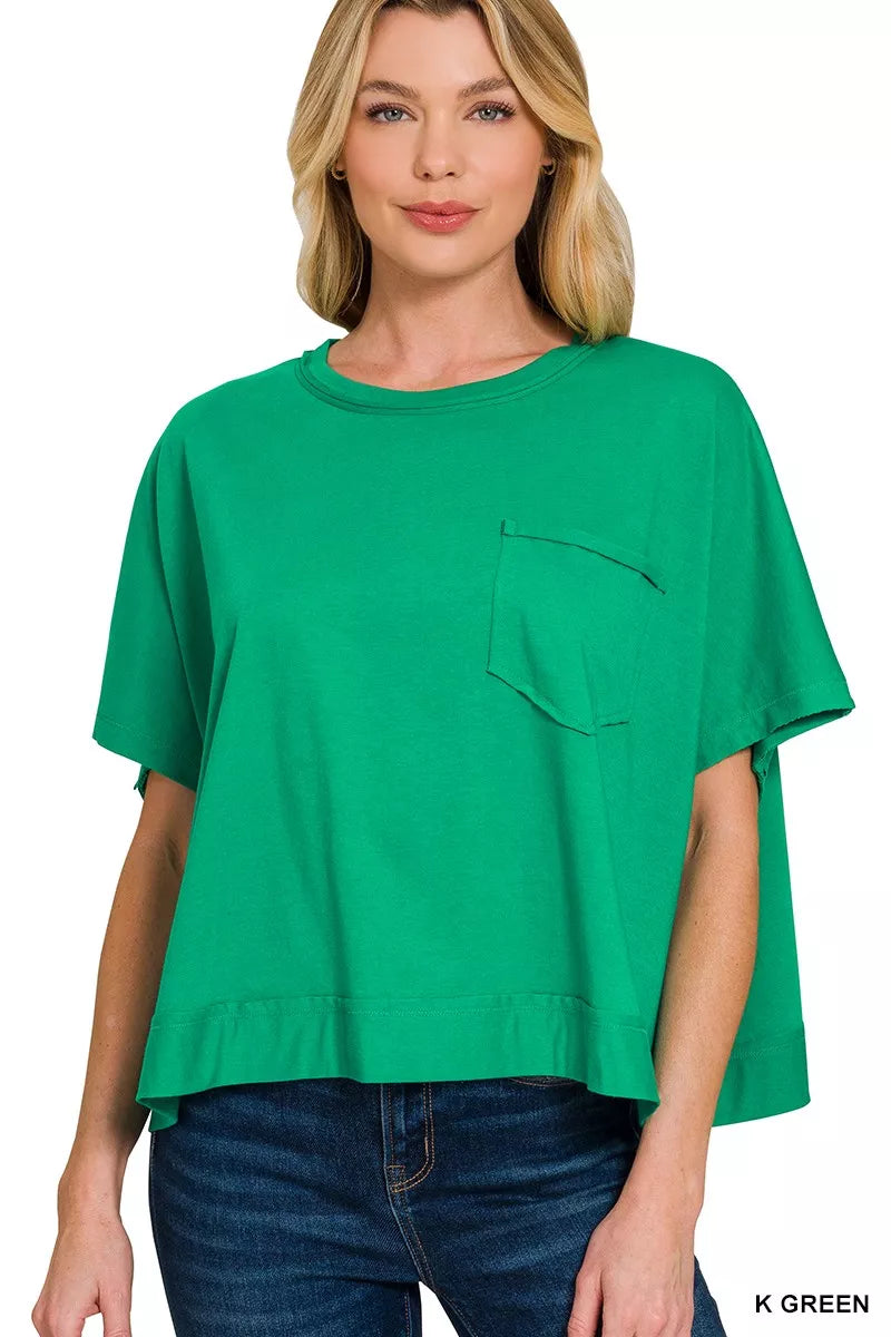 Zenana Exposed Seam Boxy Top