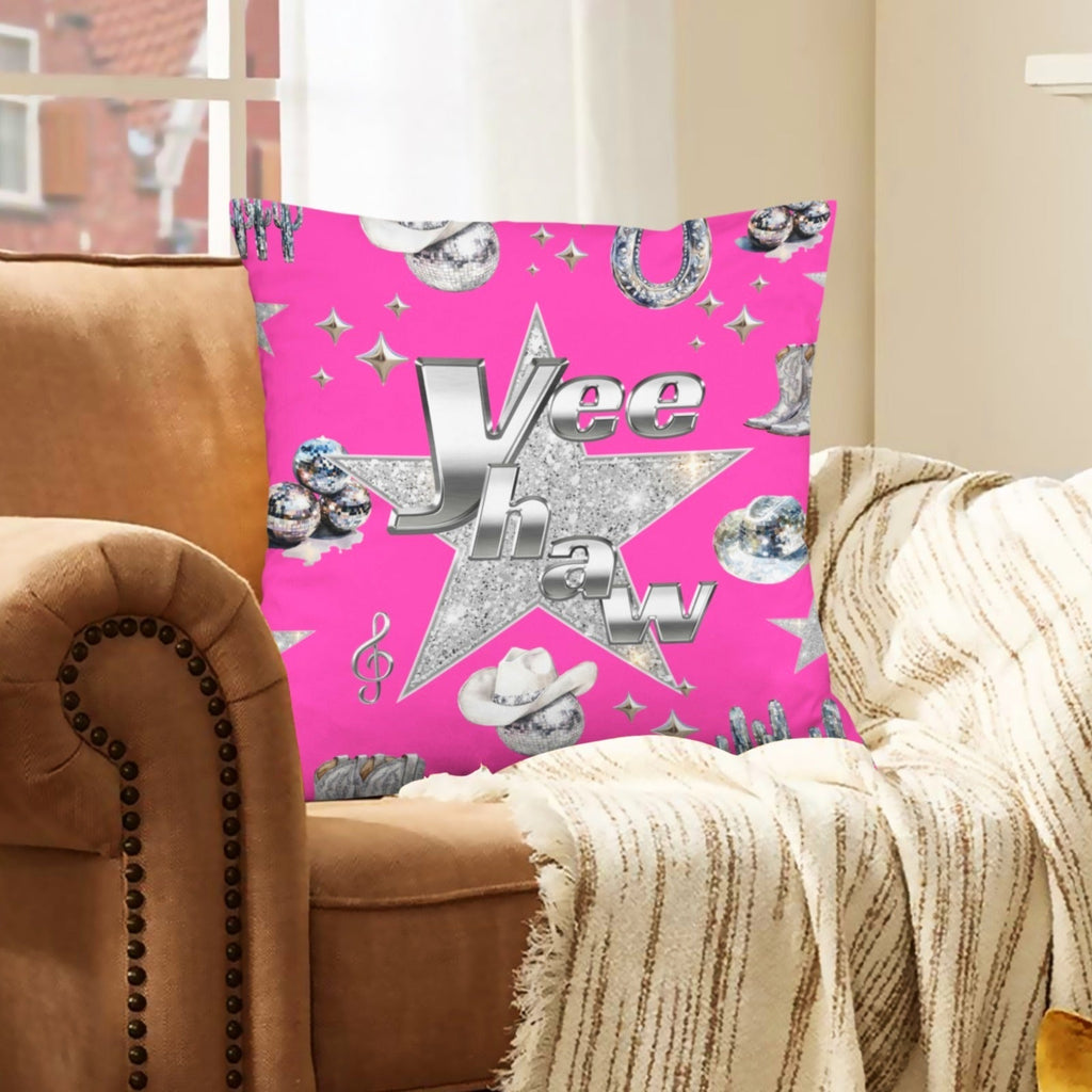 Baha Ranch Pink YEEHAW Velvety Soft Pillow Case Made in America Baha Ranch Western Wear