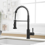 Kitchen Faucet with Pull Down Sprayer Black Stainless Steel Single Handle Pull Out Spring Sink Faucets