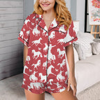 Baha Ranch Red Bronc Satin Ruffle Western Pajama Set Baha Ranch Western Wear