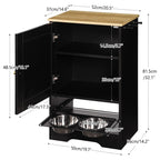 Feeding Station with 1 Storage Cabinets, Pet Feeding Station with 2 Elevated Dog Bowls, Side Hooks, Anti-tip Kit, Hidden Pet Feeder Station for Feeding & Watering, Black