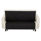 Modern Convertible Pull-out Sofa Bed with USB Ports and Pillows, Beige Corduroy, 57.48 inches