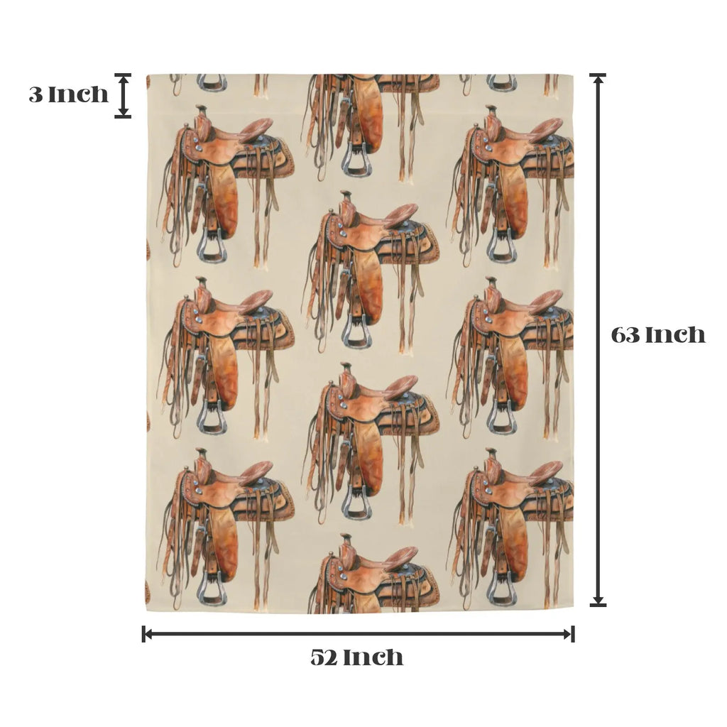 Saddle Print Window Curtain Drapes 52"x63" Made in America Baha Ranch Western Wear