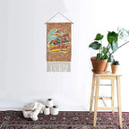 Saddle Up Western Wall Decor Linen Hanging Poster with Fringe Made in America Baha Ranch Western Wear