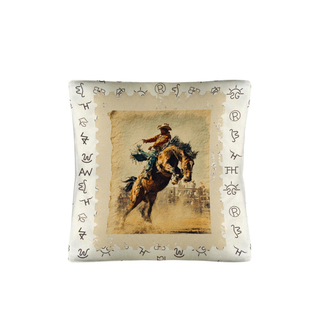 Baha Ranch Vintage Rodeo Stamp Throw Pillow Made in America Baha Ranch Western Wear
